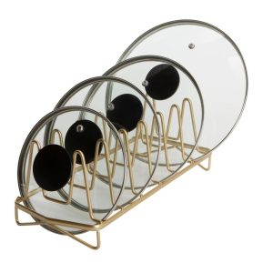 Kitchen Details Geode Lid Organizer in Satin Gold  |  Pot Racks Kitchen Storage Gold