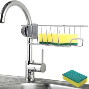 Kitchen Faucet Sponge Holder Stainless Steel Faucet Rack  |  Food Processors Food Processors Clear