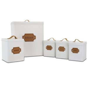 Kitchen Food Storage 5 Piece Cannister Set White  |  Kitchen Canisters Kitchen Canisters Kitchen Canisters