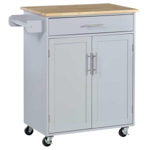 Kitchen Island Cart Rolling Trolley Cart with Drawer, Storage Cabinet & Towel Rack  |  Kitchen Carts Kitchen Carts Black, Brown, Grey, White