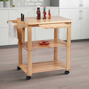 Kitchen Island Cart with Solid Wood Top and Locking Wheels  |  Kitchen Carts Kitchen Carts Brown, Red