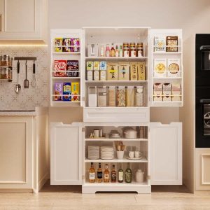 Kitchen Pantry Storage Cabinet with Doors and Shelves  |  Pantry Cabinets Kitchen Furniture Pantry Cabinets