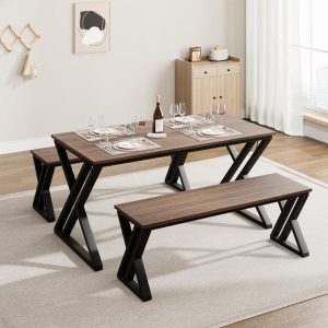 Kitchen Table with Benches  |  Kitchen and Dining Sets Kitchen & Dining Sets Black, Brown, Grey