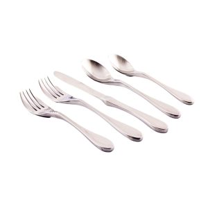 Knork Original 20 Piece Set, Service for 4, Flatware Set, 18/0  |  Flatware Dinnerware Brushed Nickel, Silver