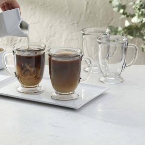 Kona Glass Coffee Mugs, 16-ounce, Set of 6  |  Mugs Dinnerware Clear