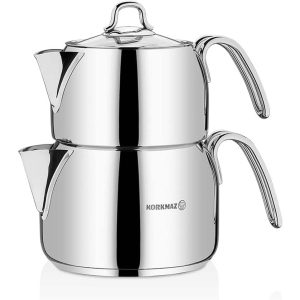 Korkmaz Perla 18/10 Stainless Steel Teapot, Induction Compatible  |  Mugs Dinnerware Mugs