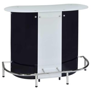 Lacewing Glossy Black and White 1-shelf Bar Unit  |  Home Bars Home Bars Black