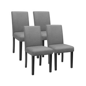 Lacoo Set of 4 Upholstered Dining Chairs with Wooden Legs Fabric  |  Kitchen and Dining Chairs Kitchen & Dining Chairs Beige, Brown, Grey