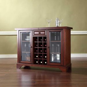 LaFayette Sliding Top Bar Cabinet in Vintage Mahogany Finish – 47.75 “W x 19 “D x 36 “H  |  Home Bars Home Bars Brown