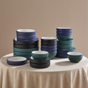 Larosso Stoneware Dinnerware Set  |  Dinnerware Sets Dinnerware Black, Blue, Green