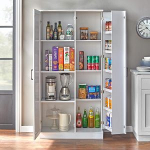 Lawrence Tall Pantry Cabinet  |  Pantry Cabinets Kitchen Furniture Brown, Grey, White