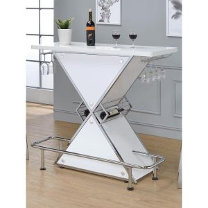 Leopold Glossy White/ Chrome Bar Unit  |  Home Bars Home Bars Home Bars