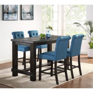 Leviton Counter Height Antique Black Finished Wood 5-piece Dining Set  |  Kitchen and Dining Sets Kitchen & Dining Sets Blue, Grey, Tan