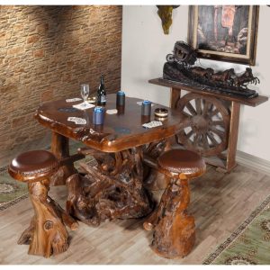 Live Edge Natural Teak Bar Table Set of 5 53inches  |  Home Bars Home Bars Home Bars