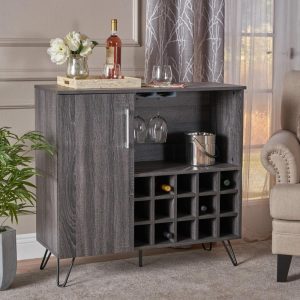 Lochner 15-Bottle Wine and Bar Cabinet by   |  Home Bars Home Bars Brown, Grey