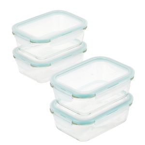 LocknLock Purely Better Glass Food Storage Containers 21oz 4 PC Set  |  Food Storage Containers Food Storage Containers Clear