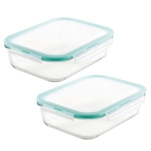 LocknLock Purely Better Glass Food Storage Containers 51oz 2 PC Set  |  Food Storage Containers Food Storage Containers Clear