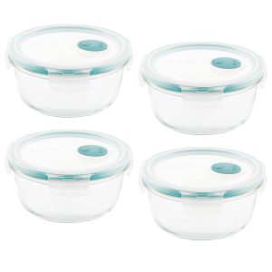 LocknLock Purely Better Vented Glass Food Storage 22oz 4 PC Set  |  Food Storage Containers Food Storage Containers Clear