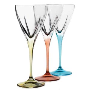 Logic Multicolor Water Goblets (Set of 6)  |  Wine Glasses Dinnerware Clear, Multi