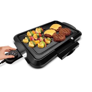 Lumme Electric Griddle with Removable Temperature Control, Immersible Flat Top Grill  |  Grill Pans and Griddles Black