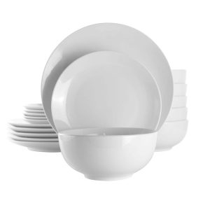 Luna 18 Piece Porcelain Dinnerware Set in White  |  Dinnerware Sets Dinnerware Dinnerware Sets