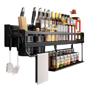 Luxury Kitchen Spice Rack Organizer 2 Tier Wall Hanging shelf  |  Food Processors Food Processors Black