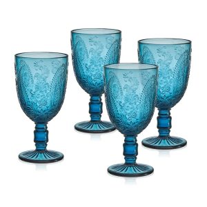 Maddi Goblet 10Oz Indigo Set of 4 – N/A  |  Wine Glasses Dinnerware Blue