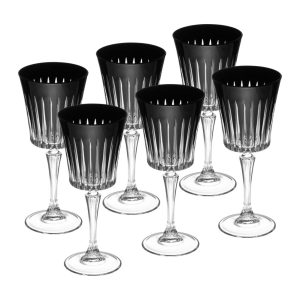 Majestic Gifts European Glass Water / Wine Goblet-Black-Set/6 – 10 Oz.  |  Wine Glasses Dinnerware Black