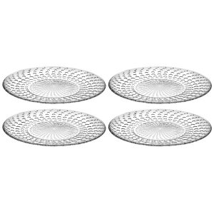 Majestic Gifts Inc. Glass Dinner Plate – Set/4 – 10.2″ Diameter  |  Plates Dinnerware Clear