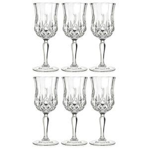 Majestic Gifts Inc. Glass Wine Goblets -Cut-7.75 Oz.-Set/6  |  Wine Glasses Dinnerware Clear