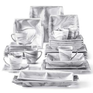 MALACASA BLANCE 32-Piece Marble Gray Dinnerware Set (Service For 6)  |  Dinnerware Sets Dinnerware Dinnerware Sets