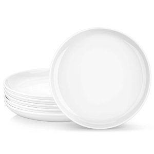 MALACASA REG Porcelain 6-Piecee Round Plates Set,Service for 6  |  Plates Dinnerware Grey, White