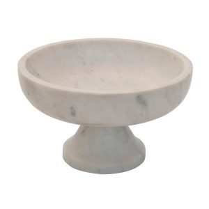 Marble Footed Bowl – 8.0″L x 8.0″W x 4.5″H  |  Serveware Dinnerware Green, Grey, White