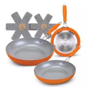 MasterChef MC3002 5 Pieces Champions Fry Pan Set Orange  |  Cookware Sets Cookware Sets Cookware Sets