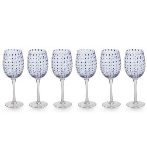 “Mavi” 9″ Tall Wine Glass (Set of 6)  |  Wine Glasses Dinnerware Blue