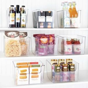 mDesign Plastic Food Storage Organizer Bin for Kitchen, 4 Pack – Clear  |  Pantry Organizer Kitchen Storage Clear