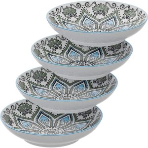 Medallion Multipurpose Pasta Bowls Set of 4 – 9 Inch  |  Bowls Bowls Blue, Multi, Orange, White, Yellow