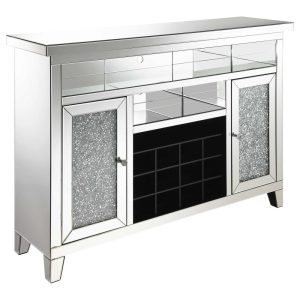 Melinda Mirror 2-Door Wine Cabinet with Lighting  |  Home Bars Home Bars Home Bars