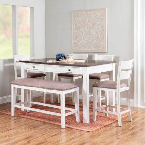 Menard Wood 6-Piece Counter Height Dining Set  |  Kitchen and Dining Sets Kitchen & Dining Sets Brown, White