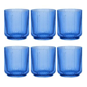 Mesa DOF, Cobalt Blue, 15 oz, Set of 6  |  Drinking Glasses Dinnerware Blue, Pink