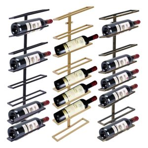 Metal Gold Bottle Wall-Mounted Wine Racks Wine Cellar Storage Holder  |  Wine Racks Kitchen Storage Black, Brown, Gold