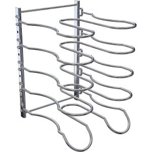 Metal Heavy Duty Pan Rack, Pot Lid Rack, 5 Adjustable Dividers  |  Pot Racks Kitchen Storage Pot Racks