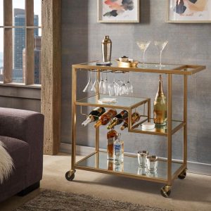 Metropolitan Mirrored Glass Top Metal Bar Cart by  Bold  |  Home Bars Home Bars Black, Clear