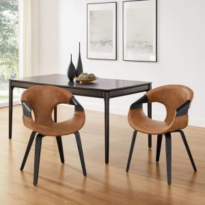 Mid-century Modern Faux Leather Bentwood Dining Chairs  |  Kitchen and Dining Chairs Kitchen & Dining Chairs Black, Brown