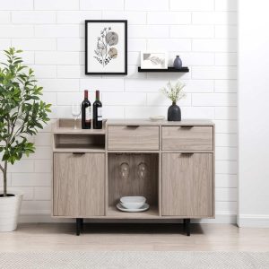 Middlebrook Modern Bar Cabinet with Bottle and Stemware Storage  |  Home Bars Home Bars Black, Off-White