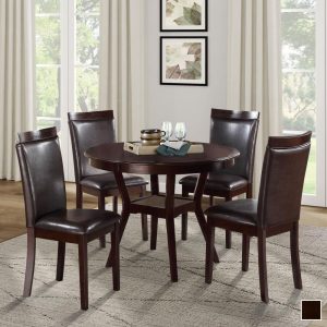 Millwood Wood 5-piece Espresso Wood and Faux Leather Dining Set  |  Kitchen and Dining Sets Kitchen & Dining Sets Brown