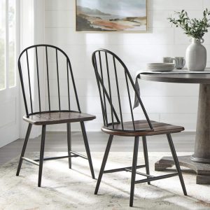 Milo Mixed Media Spindle Dining Chairs (Set of 2)  |  Kitchen and Dining Chairs Kitchen & Dining Chairs Black, White