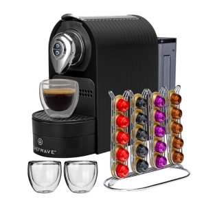 Mini Espresso Machine (Black) with Coffee Capsules and Holder Bundle  |  Espresso Machines Coffee & Tea Black