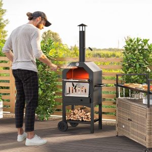 Moasis 63“ Pizza Oven Outdoor – 25.4’’L x 21.6’’W x 62.6’’H  |  Toaster Ovens Kitchen Appliances Black