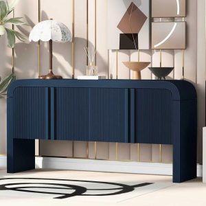 Modern 4 Door Wooden Cabinet, Storage Cabinet for Living Room, Entryway, Hallway – N/A  |  Pantry Cabinets Kitchen Furniture Blue, White